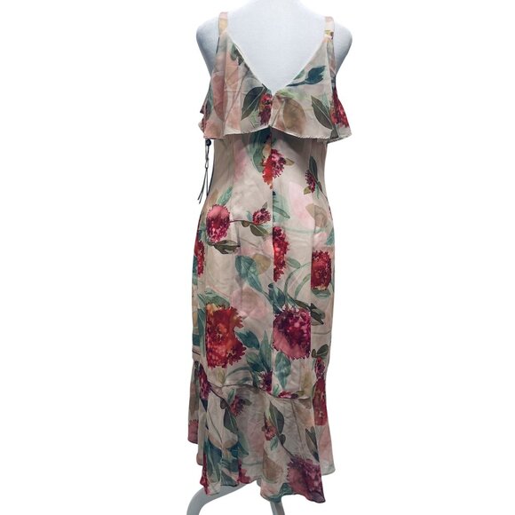 Adrianna Papell Womens Midi Ruffled Sleeveless Dress Size 4 Floral Pattern - Picture 2 of 11